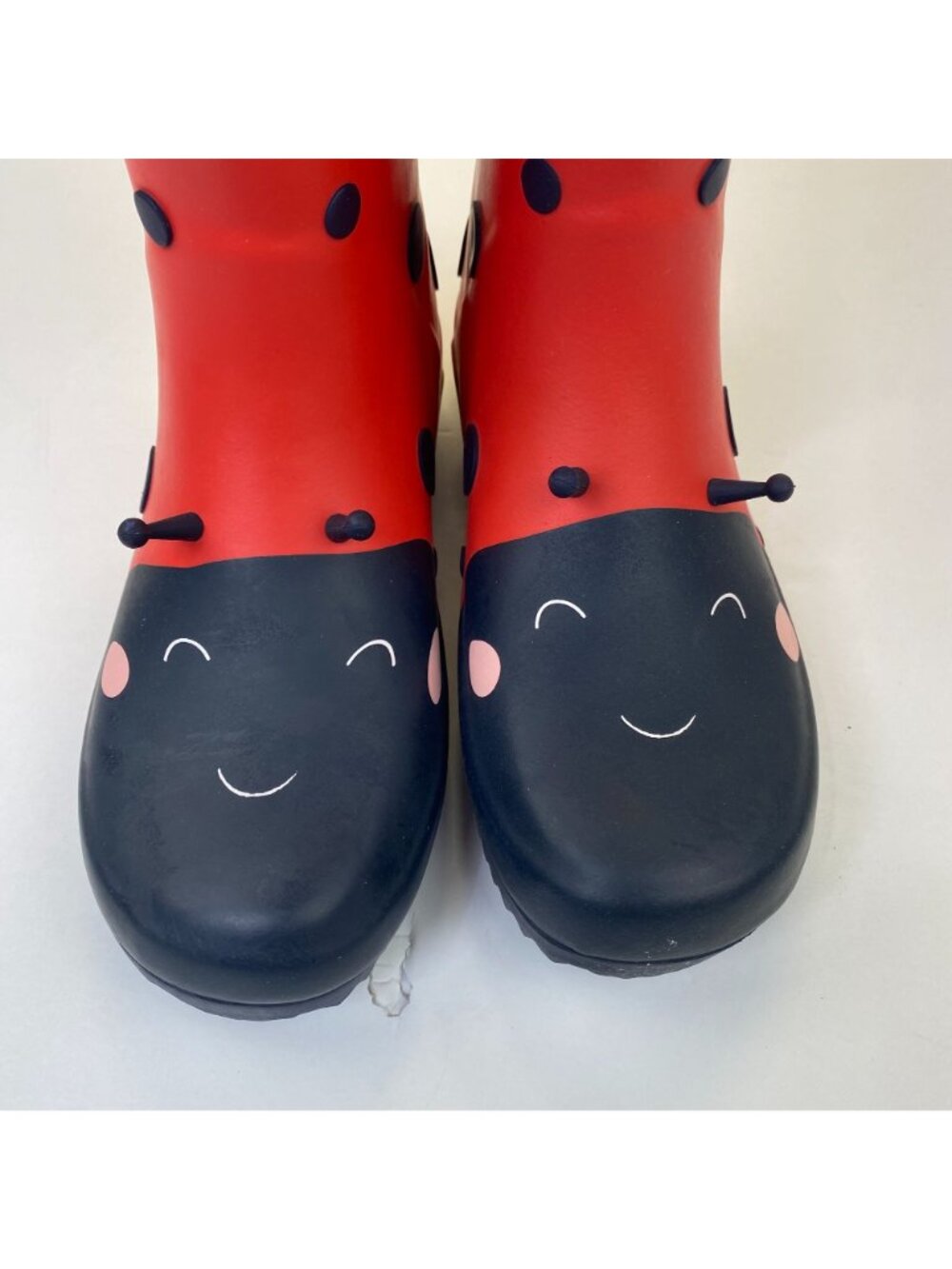 Joules Red Ladybug Rain Boots Big Kids Size 3 Red Black Pull On Wellie Boots - Picture 6 of 16